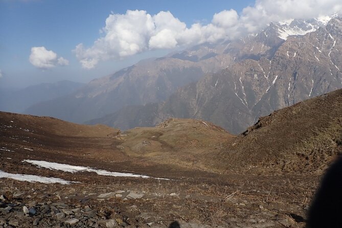 4 Days Mardi Himal Base Camp Trek from Pokhara - Day 4 descent toward lakeside: steeper trail, Machhapuchhre nearby