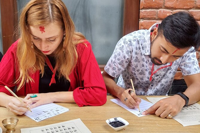 Discover Ranjana Lipi the Traditional Newari Script - What you actually do: bamboo pen strokes on canvas paper